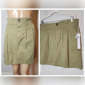 NWT Jane + Delancey Green Pleated stretch waist cotton skirt pocket size XL